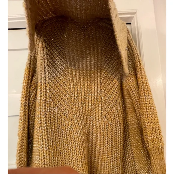 NWT Anthropologie Maeve Ombre Cardigan Sweater M Gold Shimmer Sequins Cape - Picture 8 of 15